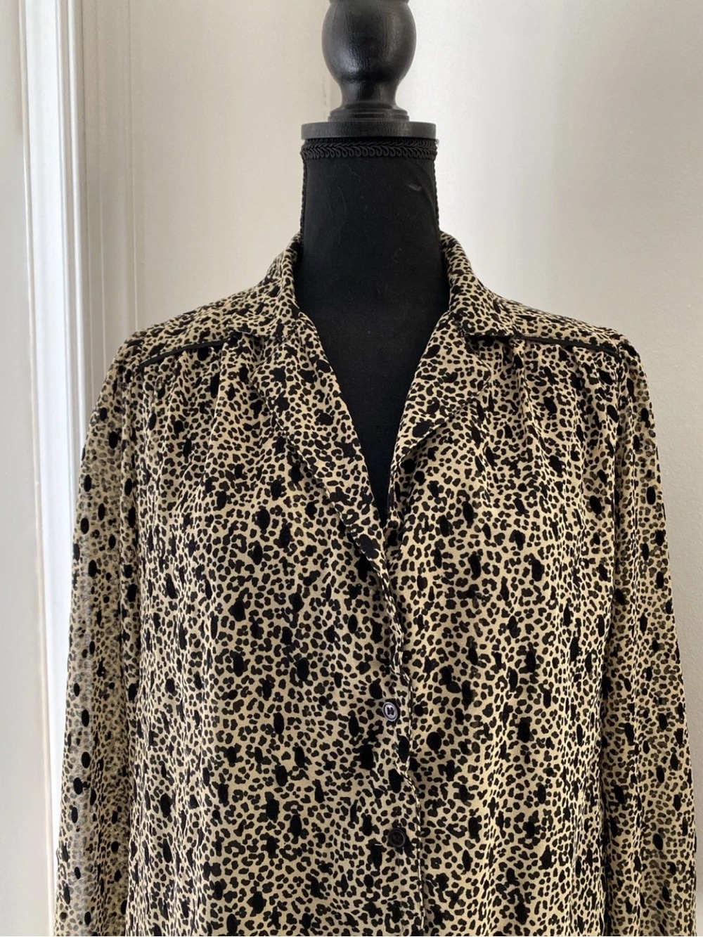 Topshop Leopard Print Button-Down Shirt - Tan & Black